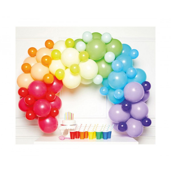 Σετ για Γιρλάντα Organic DIY Rainbow ΚΟΚΚΙΝΟ ΜΩΒ 78 μπαλόνια