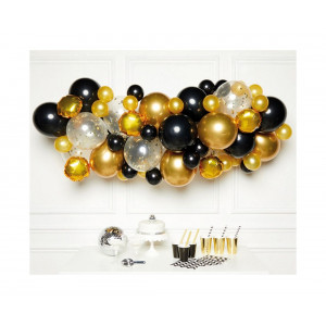 Σετ για Γιρλάντα Organic DIY Μαύρο & Χρυσό / 66 μπαλόνια